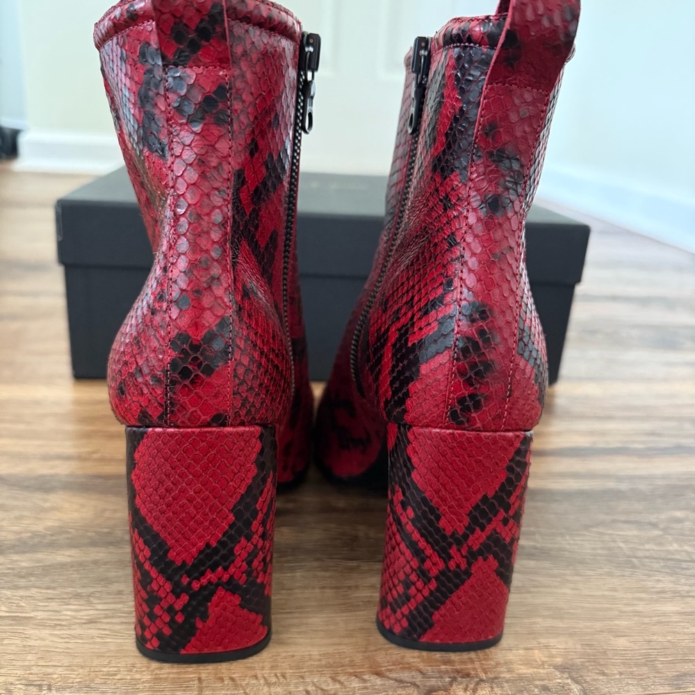 RAG & BONE Ellis Ankle Boot in Red Snakeskin Embossed Leather Size 7 NWT - Picture 6 of 14